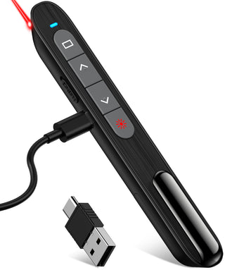 Wireless Presenter, Hyperlink Volume Control Presentation Clicker RF 2.4GHz USB PowerPoint Clicker Presentation Remote Control Pointer Slide Advancer (Black)
