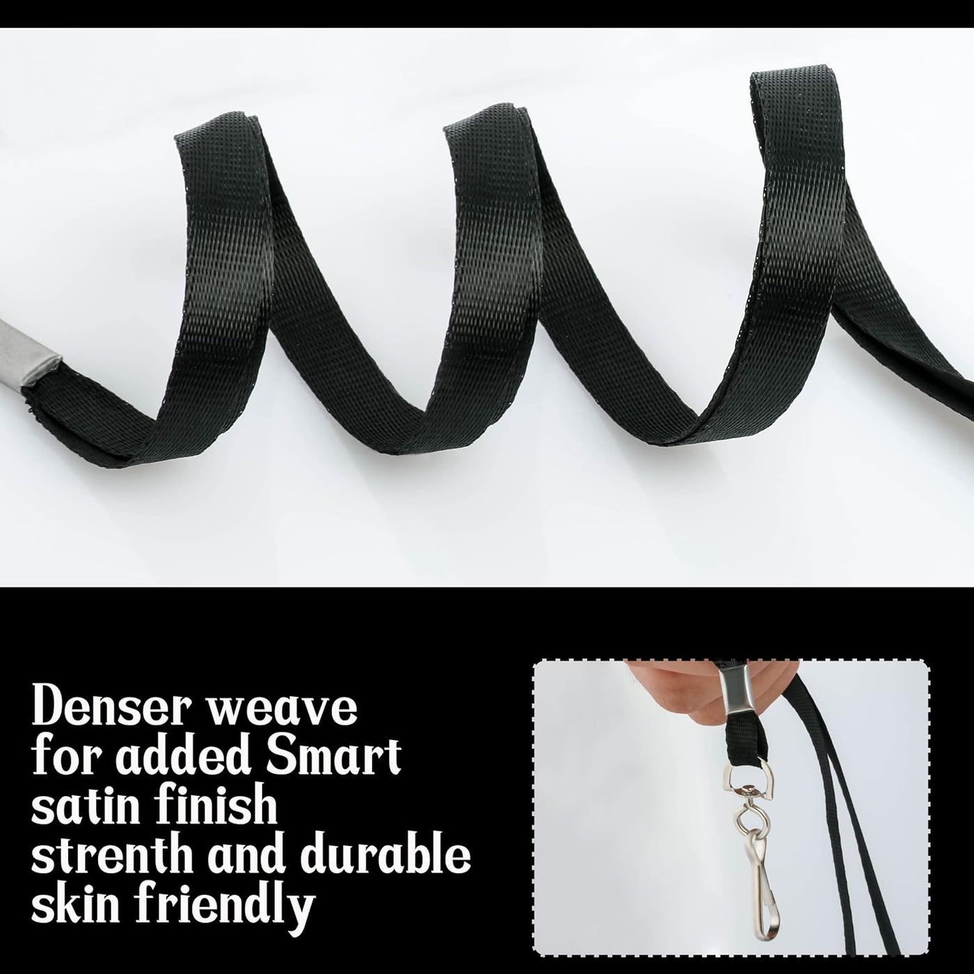 LOCONHA 50 Pack black lanyards Lanyards for Id Badges Lanyards Safety Badge Lanyard 18" with Swivel Hook