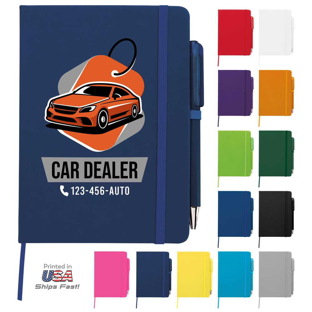 Personalized Notebook Journal – 5” x 7” Customized Notebook with Name, Text or Logo - 100 Page Custom Journal. Leatherette Hardcover & Pen - Black 1 Pack