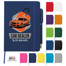 Personalized Notebook Journal – 5” x 7” Customized Notebook with Name, Text or Logo - 100 Page Custom Journal. Leatherette Hardcover & Pen - Black 1 Pack
