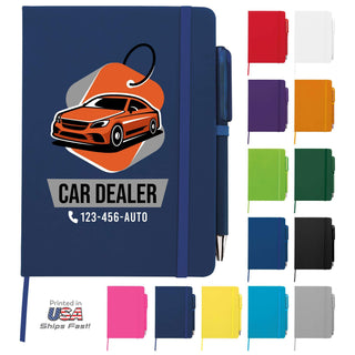 Personalized Notebook Journal – 5” x 7” Customized Notebook with Name, Text or Logo - 100 Page Custom Journal. Leatherette Hardcover & Pen - Black 1 Pack