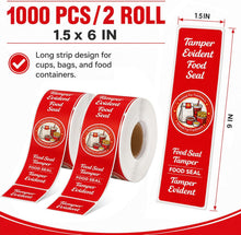 1000-Pack Tamper Proof Stickers, 1.5in x 6in Strong Adhesive Food Delivery Evident Stickers Sealed for Tamper Detection, Easily Use Labels Tapes for Boxes, Cups, Coffee, Envelopes, Documents