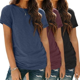 SUNBS Womens 3 Pack T-Shirts Short Sleeve Summer Tops Fashion Basic Tees Comfy Casual Vacation Outfits Workout Clothes 2026