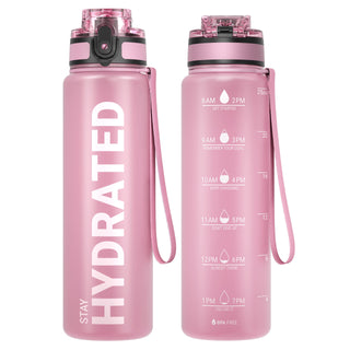 Sahara Sailor Water Bottle 32oz, Durable and Leakproof Water Bottles Motivational with Time Marker, Tritan, BPA Free, Wide Mouth with Easy Clean Brush for Gym, Travel, Home, School, Office (1 Bottle)