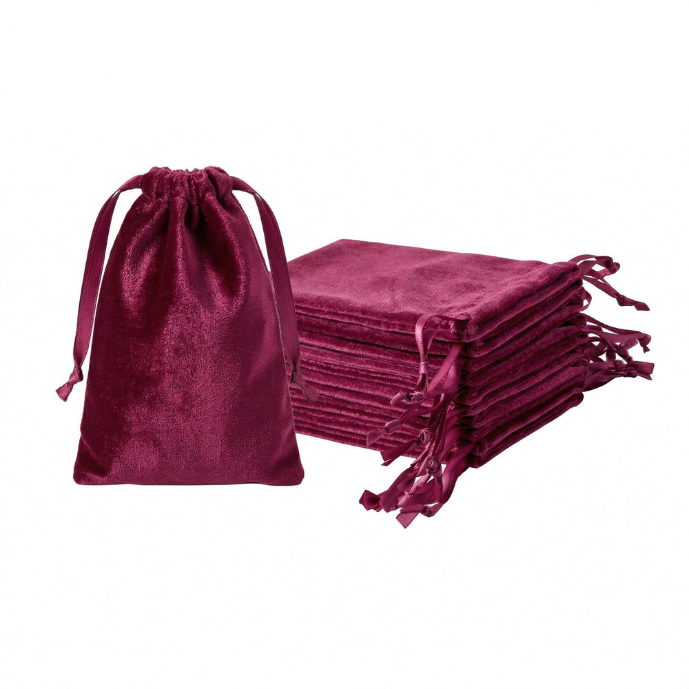 QIANF 12pcs Light Champagne Velvet Drawstring Bags 4x6 inches Glossy Small Velvet Cloth Gift Bags Jewelry Pouches for Storage Wedding Party Favor Christmas