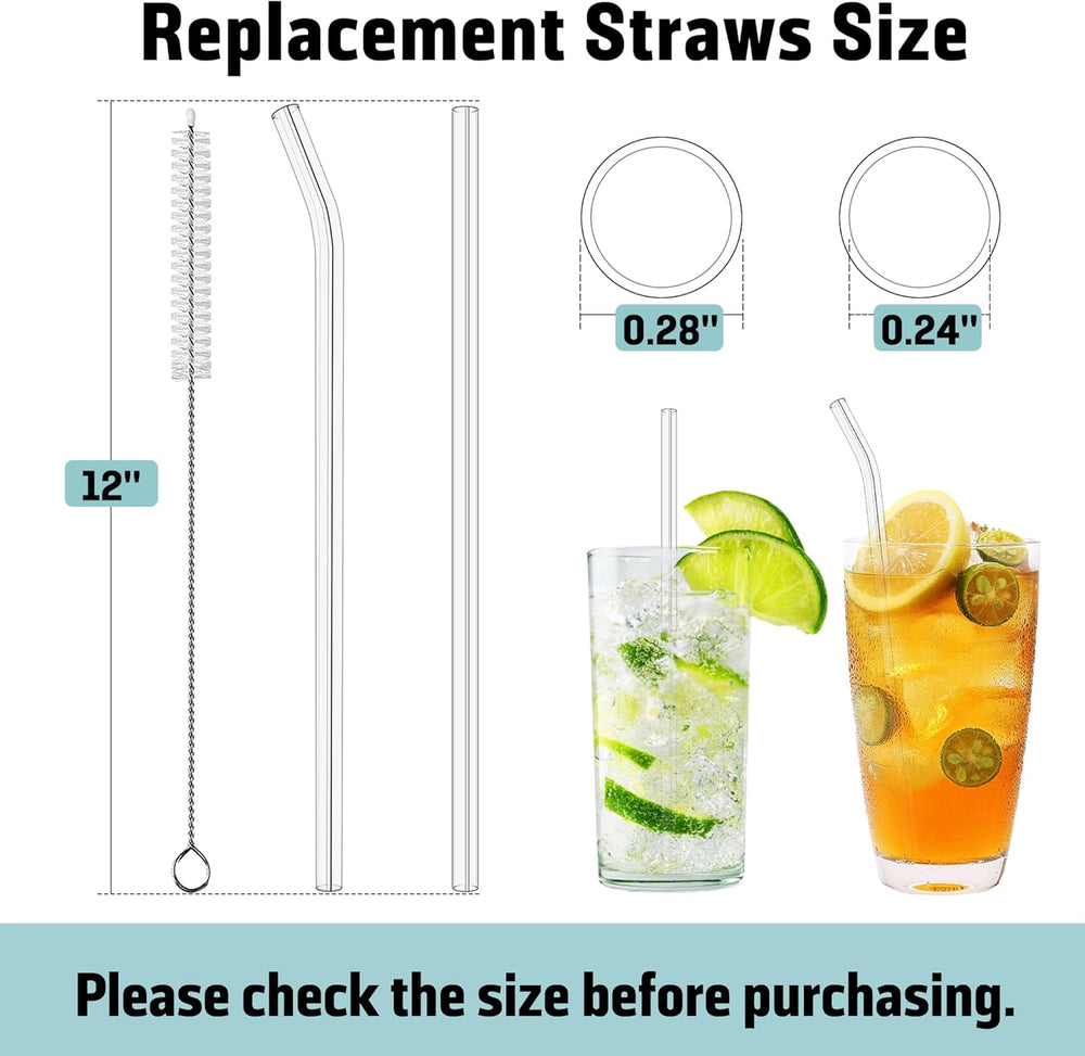 PROOCI 10-Pack 12" Replacement Straws for Stanley & Yeti 30oz-40oz Cup Tumbler, Food Grade Tritan Plastic Reusable Straws with Cleaning Brush, Clear Long Straw for Drinking Smoothie, Cocktails, Juice