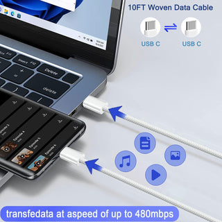 iPhone 17 16 15 Charger, 2Pack PD Dual USB C Charger Block Fast Charging Wall Charger Plug with 10FT Long USB C to C Charger Cord Woven Cable for Apple iPhone 17/16 Pro Max/16 Pro/16/15 ProMax/15/iPad