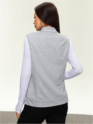 SOLY HUX Womens Zip Up Lightweight Vests Casual Sleeveless Jackets Scrubs with Pockets Spring Summer