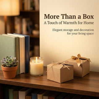 RAINFLOW Eco-Friendly Brown Kraft Gift Boxes with Satin Ribbon – 12x12x9 cm, Small Square Boxes for Weddings, Birthdays, Party Favors 10-Pack, Bulk Packaging, Recyclable Paper