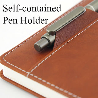 Premium Hardcover Executive Notebook with Pen and Pen Holder Clip, Card Pockets, 240 Pages, College Ruled, 80GSM, Leather Note Book for Work, Study, Diary and Other Scenarios, Suitable Journal for Both Men and Women