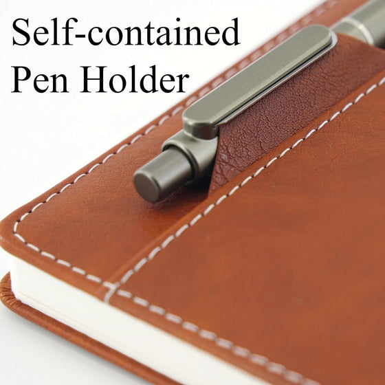 Premium Hardcover Executive Notebook with Pen and Pen Holder Clip, Card Pockets, 240 Pages, College Ruled, 80GSM, Leather Note Book for Work, Study, Diary and Other Scenarios, Suitable Journal for Both Men and Women - hover image