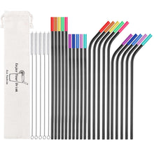 20 Pack Reusable Stainless Steel Metal Straws,10.5" & 8.5" Reusable Drinking Straws with 20 Silicone Tips 5 Straw Brushes 1 Travel Case,Eco Friendly Extra Long Metal Straw Fit for 20 24 30 oz Tumbler