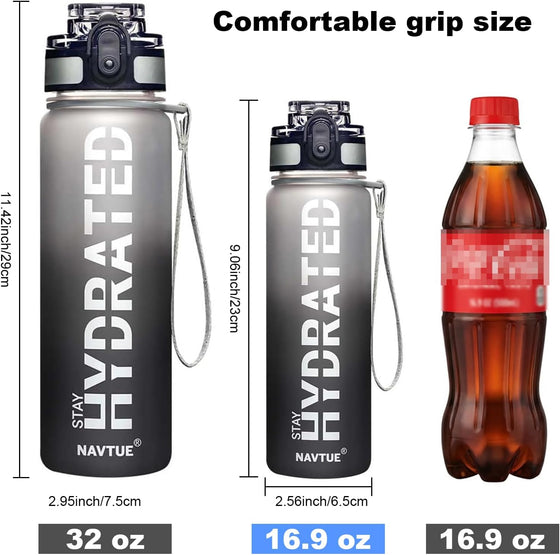 Water Bottle, 16.9 OZ Sports Water Bottles with Time Marker Wide Mouth, Motivational and Leakproof Drink Bottle, BPA Free Tritan with Carry Strap for Gym Fitness Outdoor(1 Bottle) - hover image