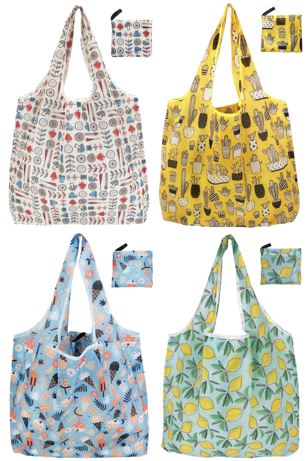 Reusable Grocery Bags, 6 Pack 50Lbs Foldable Fashion Washable Shopping Bags, Large Boho Tote Bags For Groceries, Bulk Market Cloth Storage Bags, Utility Aesthetic Personalized Gifts For Women