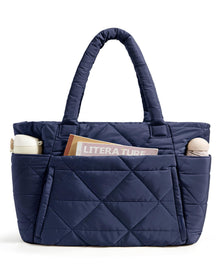 BAGSMART Tote Bag for Women, Puffer Tote Bag with Zipper, Large Quilted Shoulder Bag with Compartments for Travel, Work, Gym