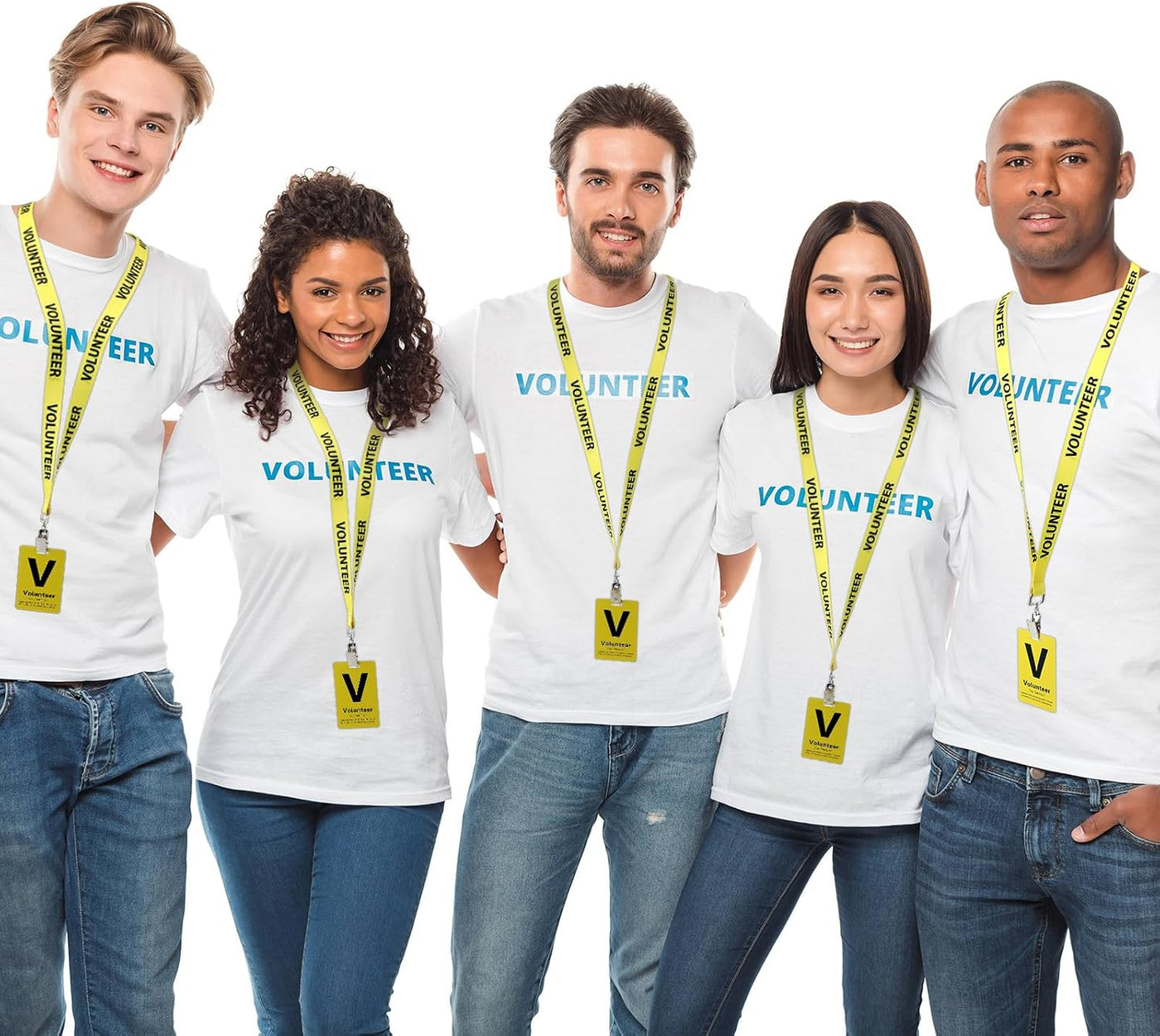 Fulmoon 50 Sets Volunteer Lanyards Bulk Breakaway Volunteer Lanyards and Badges with Clips for Event Fundraising Donation Activities