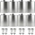 8 pack silver hip flasks