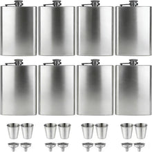 ROMORC 2 Pack Hip Flasks for Liquor Matte Black 8 Oz Stainless Steel Leak-proof Thin Flasks with 2pcs Funnels and Cups for Wedding Party, Groomsman, Bridesmaid, Gift (Black)