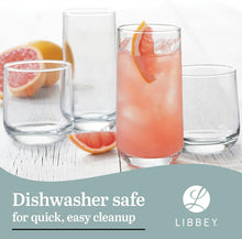 Libbey Ascent Tumbler and Rocks Drinking Glasses Set of 16, Glass Drinking Glasses with Curvature, Versatile Glassware Set for Parties and More