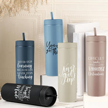Tioncy 10 Pcs Employee Appreciation Gift Bulk Thank You Skinny Tumbler 16oz Matte Inspirational Water Cup with Lid Straw for CNA Nurse Graduation Team Coworker Teacher Volunteer(Neutral)
