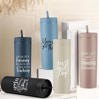 Tioncy 10 Pcs Employee Appreciation Gift Bulk Thank You Skinny Tumbler 16oz Matte Inspirational Water Cup with Lid Straw for CNA Nurse Graduation Team Coworker Teacher Volunteer(Neutral)