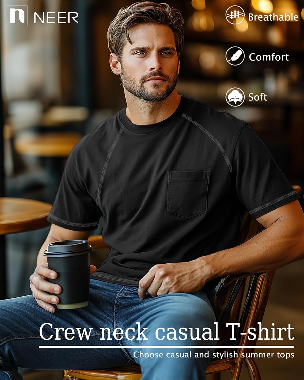 Neer 3 Pack Big and Tall Shirts for Men with Pocket XL-5XL Plus Size Crew Neck Raglan Short Sleeve Summer Casual T Shirts Tee