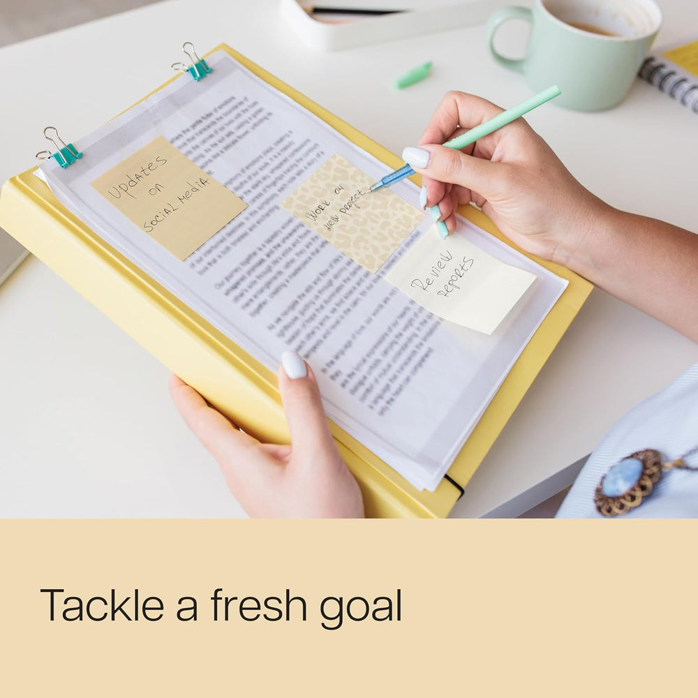 Post-it Polished Patterns Sticky Notes, Spot On Design Featuring 1 Leopard Pattern, 1 Sand Dune, and 1 Cloud Dancer Sticky Note Pad, 3 in. x 2.9 in., 45 Sheets per Pad