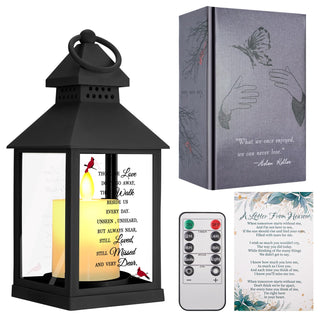Sympathy Gifts for Loss of Loved One, Memorial Gift Lantern with Card, Bereavement Gift Candle Lights, Memory Lamp with Remote for Funeral Remembrance or Condolences (White)