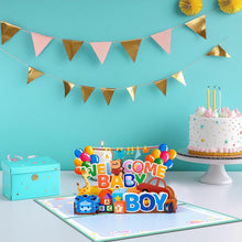 Welcome Baby Boy Pop Up 3D Greeting Cards with Blank Note & Envelope, ideal celebration gift for Baby Shower, Love, Anniversary, Special Moments, Inspirational, Birthday, Holiday, Party