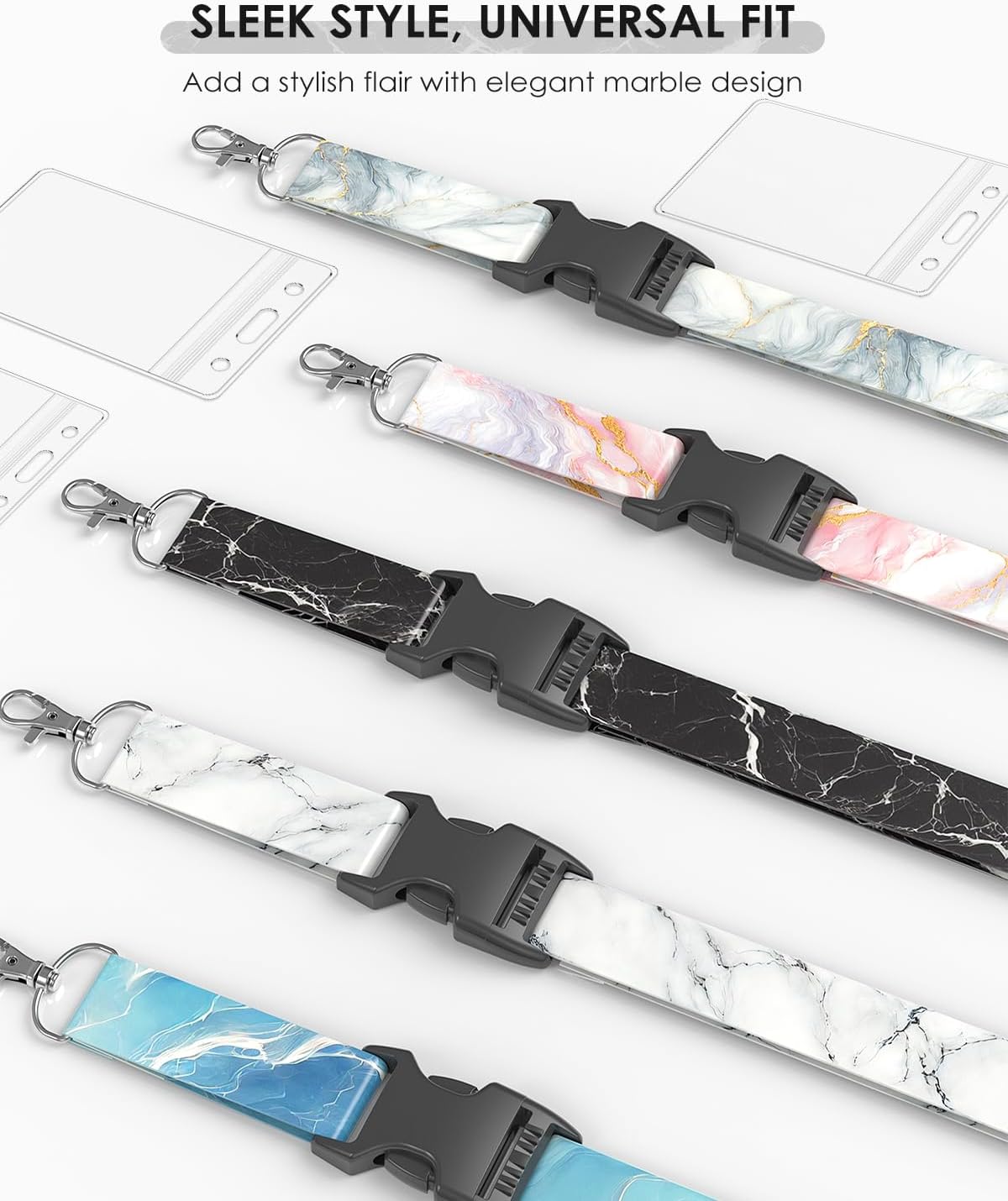 Avorast 5 Pack Cruise Lanyard for Ship Cards with Marble Pattern Cute Cruise Ship Lanyards with Waterproof ID Badge Holders for Keys, Cards Cruise Essentials for All Cruise Ships 2026, Mixed