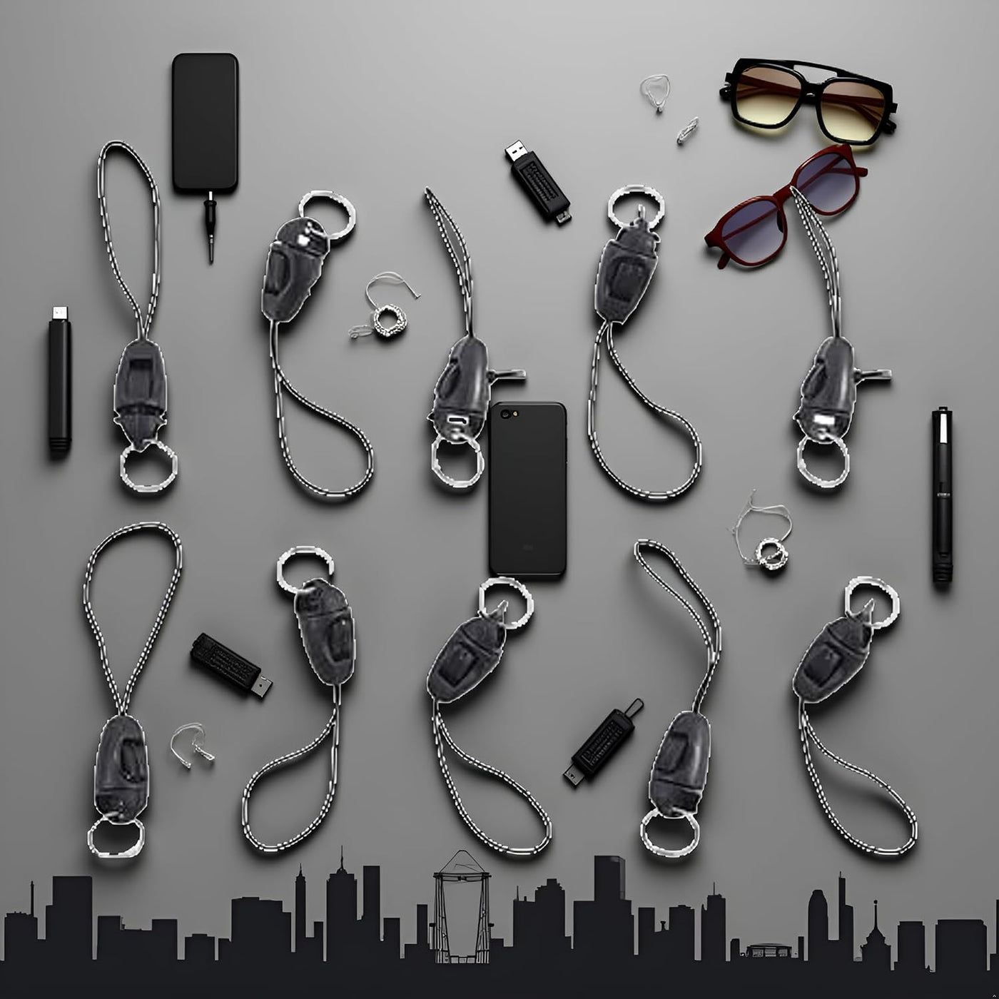 10Pcs Black Detachable Buckle Mobile Phone Accessories Pendant Buckle Small Sling Anti-Lost Lanyard Cords Hanging Head Keychains Hooks, Fasteners, Badge Lanyards