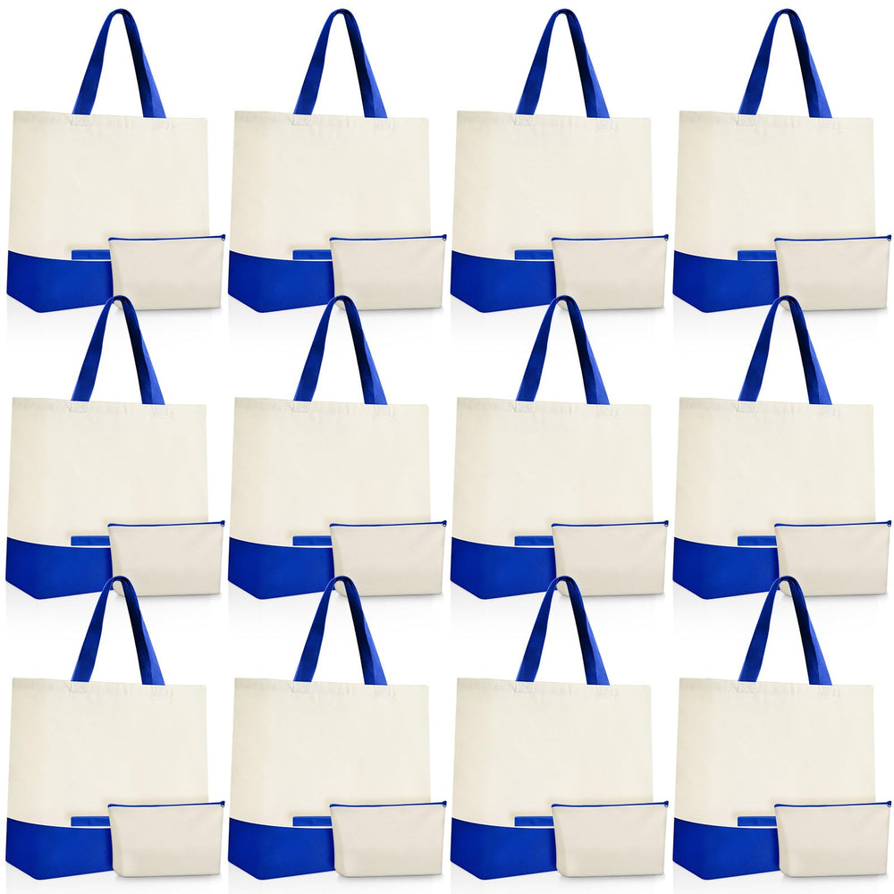 Sanwuta 24 Pcs Canvas Tote Bags Bulk 18.5" Cotton Cosmetic Bags Reusable Shopping Tote with Handles