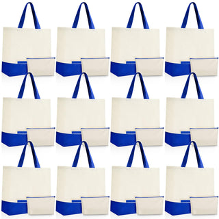 Sanwuta 24 Pcs Canvas Tote Bags Bulk 18.5" Cotton Cosmetic Bags Reusable Shopping Tote with Handles