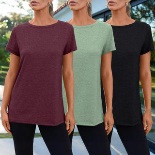SUNBS Womens 3 Pack T-Shirts Short Sleeve Summer Tops Fashion Basic Tees Comfy Casual Vacation Outfits Workout Clothes 2026