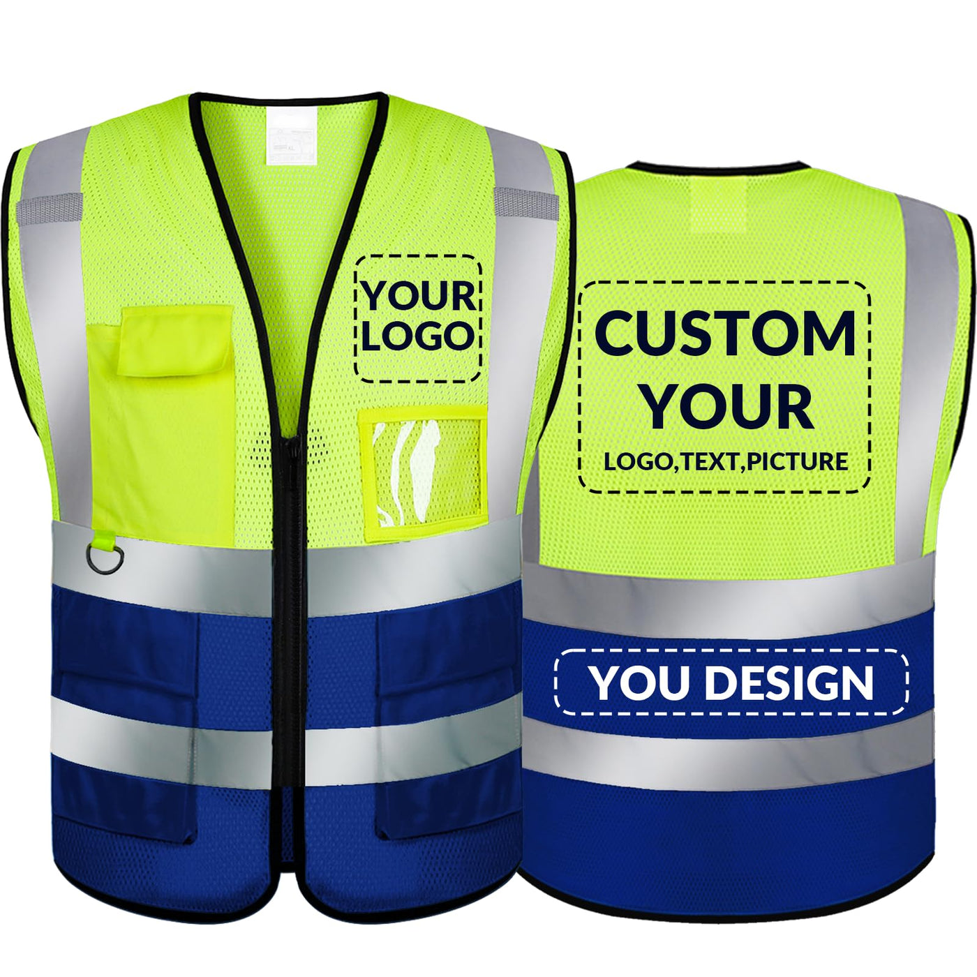 BeautyWill Custom Safety Vest Logo Class 2 High Visibility Reflevtive Vest Outdoor Protective Workwear