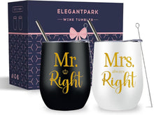 ELEGANTPARK Mr Right and Mrs Always Right Gifts Wedding Gifts for Women Mr&Mrs Wine Tumbler Mrs. 2025 Bag Set Newlyweds Engagement Present for Bride and Groom