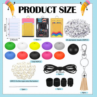 Gueevin 279 Pcs DIY Name Teacher Lanyard with ID Holder, 4 Sets Lanyards for ID Badges Keychain Making Kit DIY Teachers Appreciation Gifts for Teacher Office Graduation Gifts School Supply