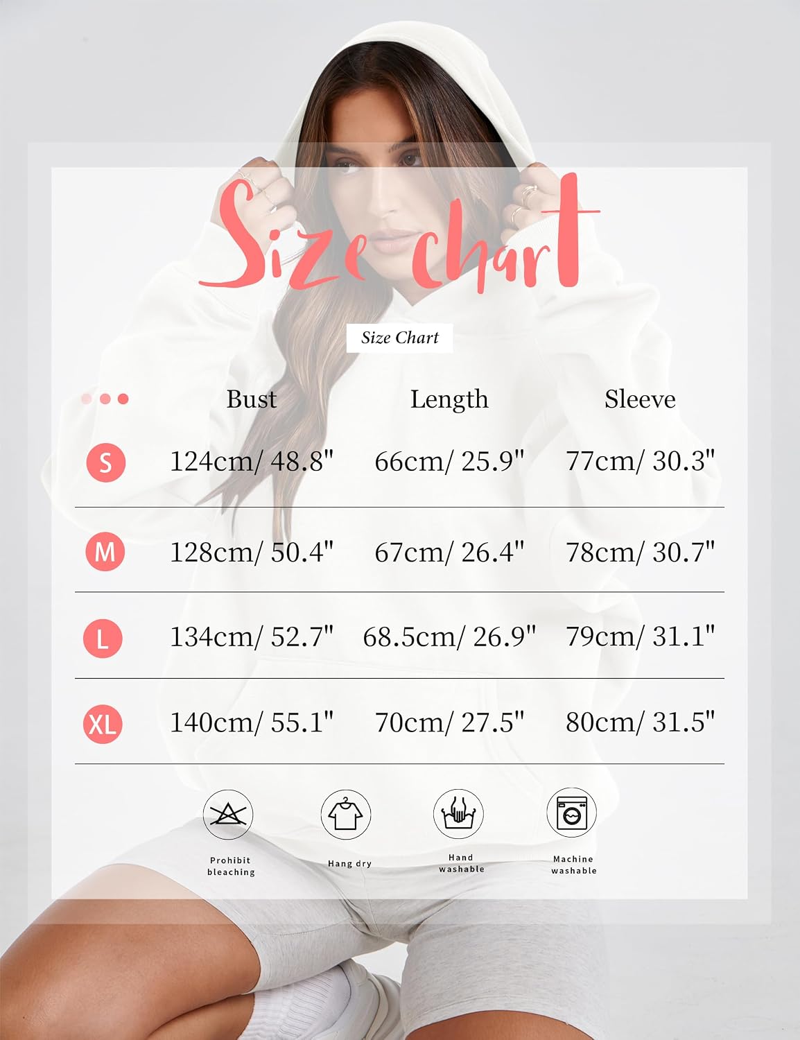 Lauweion Women Solid Basic Fleece Letter Loose Hoodie Sweatshirt Long Sleeve Kangaroo Pocket Drop Shoulder Pullovers Top