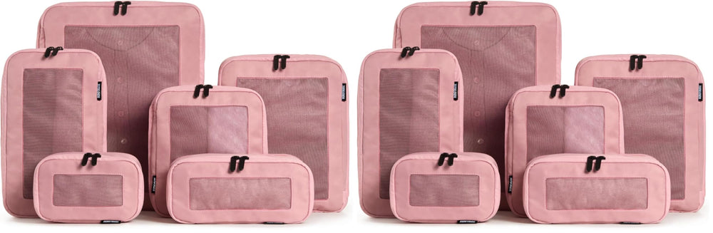 Aerotrunk Compression Packing Cubes for Travel - Luggage Organizer Bags - Double Zipper Packing Cubes for Suitcases (6-Pack, Beige)