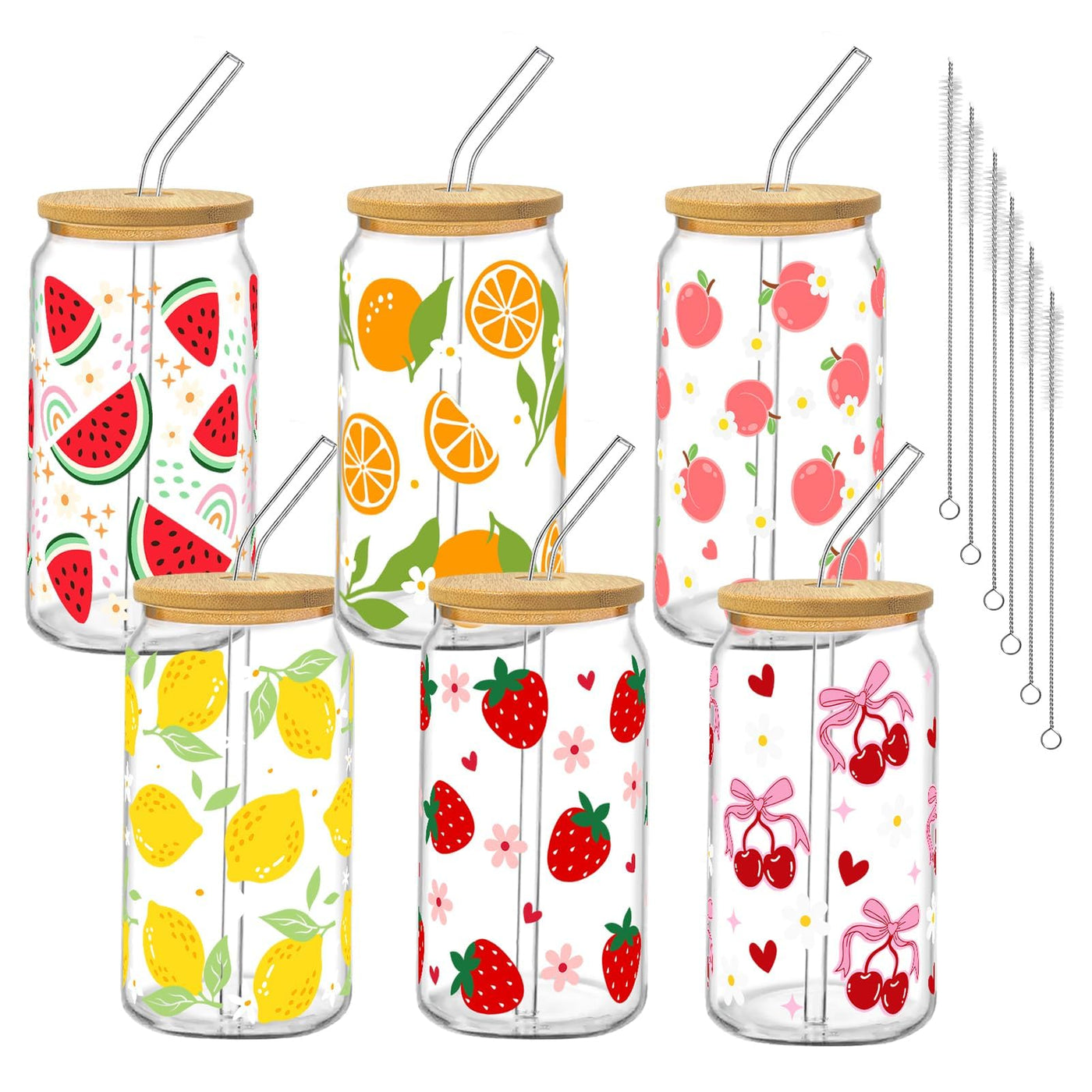 6Pcs Thank You Gifts Glass Cups with Lids and Straws 16oz Employee Appreciation Drinking Glasses Cups Thank You Iced Coffee Cup Tumbler Gifts for Employee Staff Coworkers Teachers Nurse
