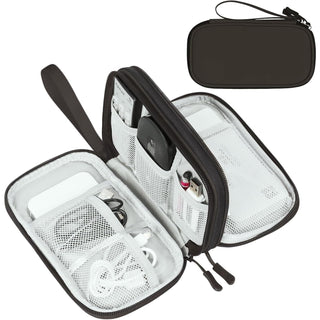 FYY Travel Cable Organizer Pouch Electronic Accessories Carry Case Portable Waterproof Double Layers All-in-One Storage Bag for Cord, Charger, Phone, Earphone Black