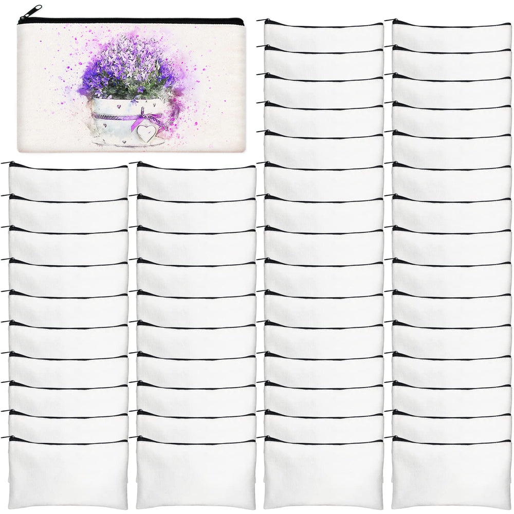 Legigo Blank Canvas Bag Zipper Pouch Makeup Bags Bulk - Multi-Purpose Canvas Pencil Pouch with Sturdy Zipper, Cosmetic Bag Travel Toiletry Bag for DIY Craft Projects, Storage (8.3 x 5 inches)