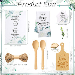 Geelin 31 Pcs Housewarming Gifts Bulk Engraved Cutting Board New Home Beginning Kitchen Towels Cards Bamboo Spoons House Warming Gift Set for Homeowner Neighbor Couple Apartment Kitchen (Rectangle)