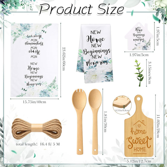 Geelin 31 Pcs Housewarming Gifts Bulk Engraved Cutting Board New Home Beginning Kitchen Towels Cards Bamboo Spoons House Warming Gift Set for Homeowner Neighbor Couple Apartment Kitchen (Rectangle) - hover image