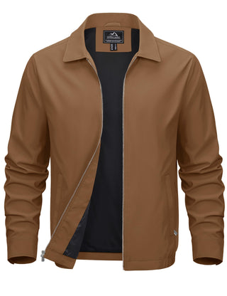 MAGCOMSEN Men's Lightweight Jackets Full Zip Up Light Coat Laydown Collar Jacket Casual Windbreaker Jacket with Zip Pockets