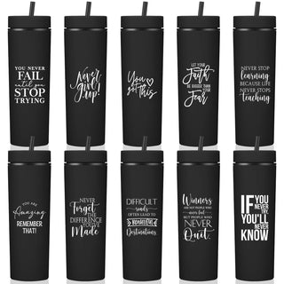 Tioncy 10 Pcs Employee Appreciation Gift Bulk Thank You Skinny Tumbler 16oz Matte Inspirational Water Cup with Lid Straw for CNA Nurse Graduation Team Coworker Teacher Volunteer(Neutral)