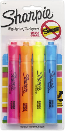 Sharpie Accent Tank-Style Highlighters, Assorted Colors, 4 Count - Back to School, Desk Supplies