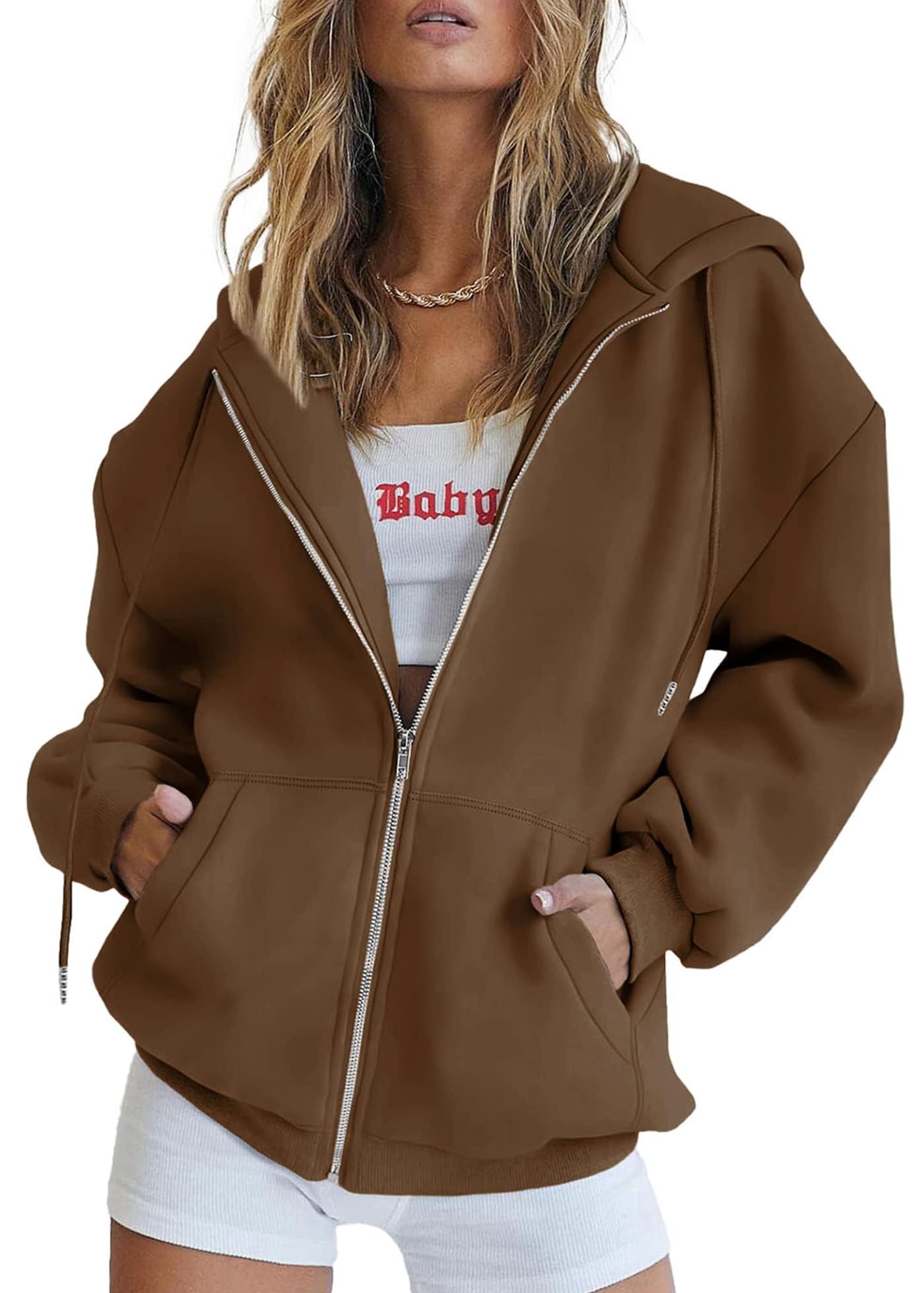 PRETTYGARDEN Women's 2026 Spring Zip Up Y2K Hoodies Casual Long Sleeve Sweatshirts Fall Winter Track Jackets with Pockets