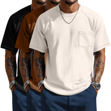 Neer 3 Pack Big and Tall Shirts for Men with Pocket XL-5XL Plus Size Crew Neck Raglan Short Sleeve Summer Casual T Shirts Tee