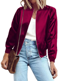 Zeagoo Women's Bomber Jacket Lightweight Zip Up Jacket Casual Striped Jacket Coat Outerwear Windbreaker with Pockets